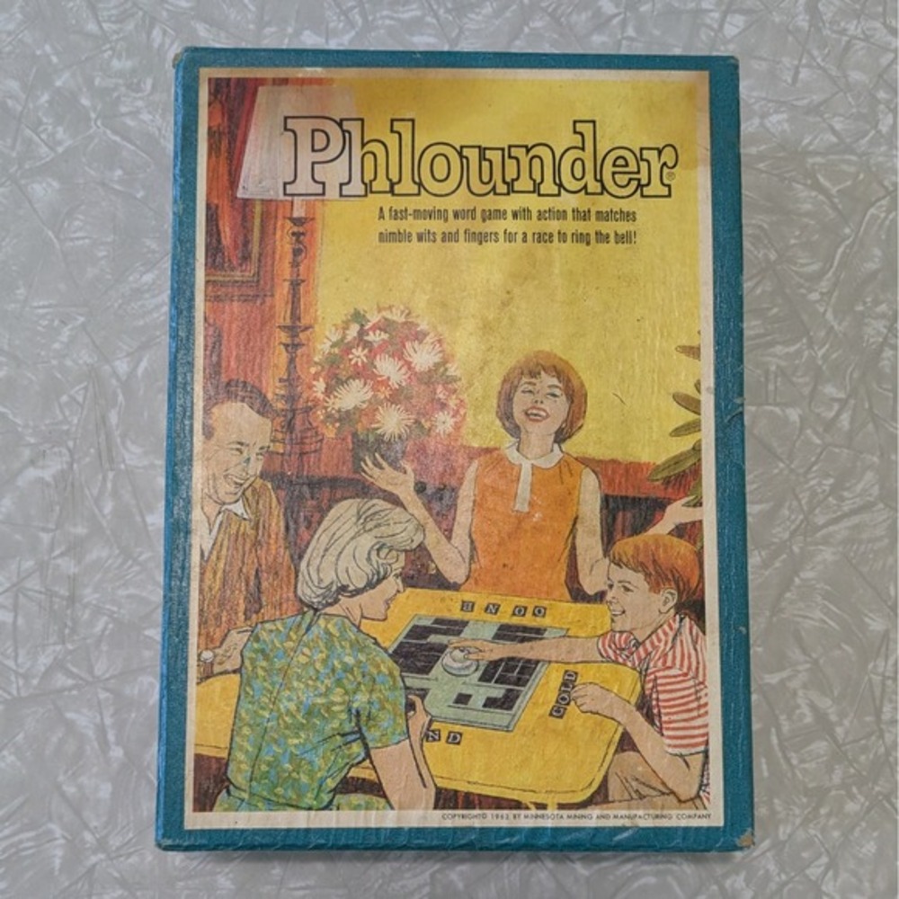 Vintage 1962 Phlounder 3M Bookshelf‎ Game Word Action Game Complete 2-4 Players